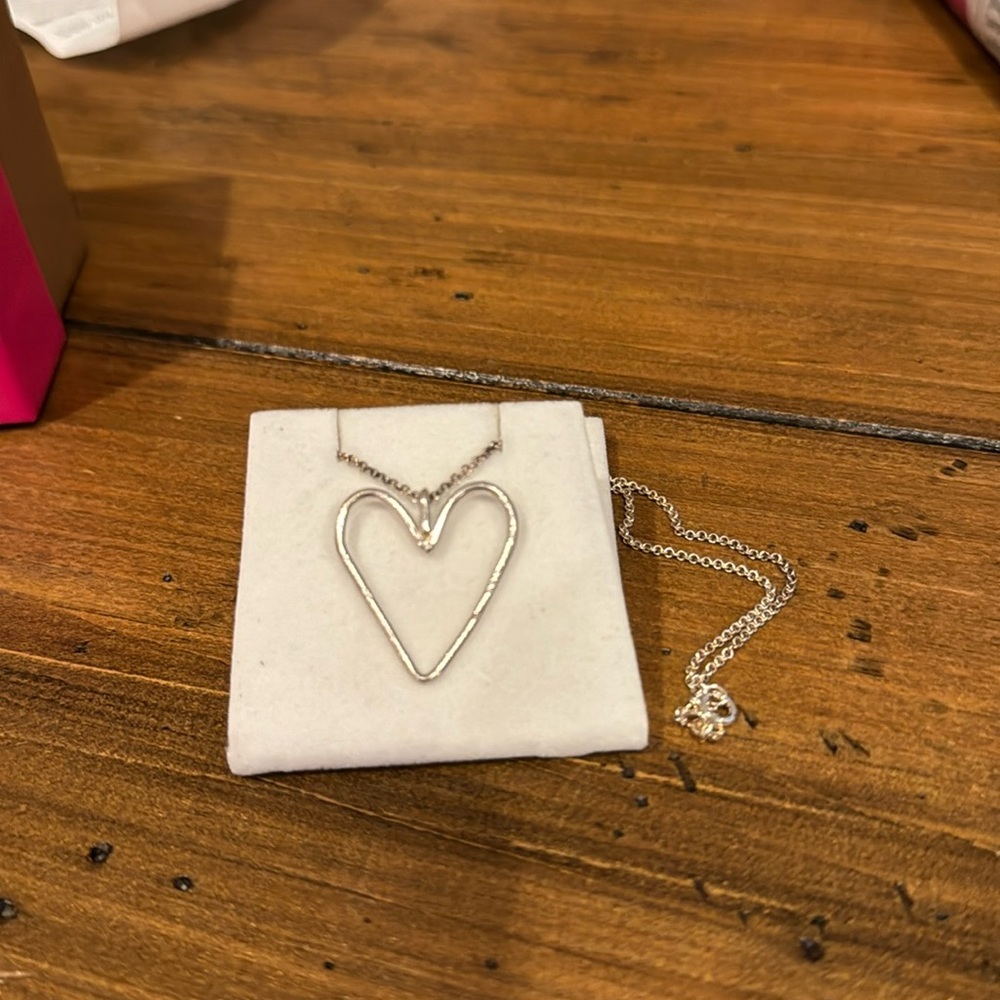 Helen Ficalora Sterling silver 925 open heart charm on chain- NEW with box